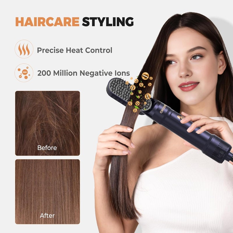 OKWRAP 6 in ONE Blow Dryer Brush, Curling Wand Hair Styling Tools Set, Ionic Hot Air Hair Dryer, Massage Oval Hair Dryer, Left&Right Hair Curlers 100-120V - Image 5